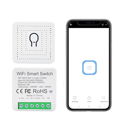 EweLink 16A Mini WiFi Relay Module Smart Switch,DIY Wireless Light Switch Voice Control Outlet for Smart Home Automation，Compatible with Alexa/Google Home(2 Packs)