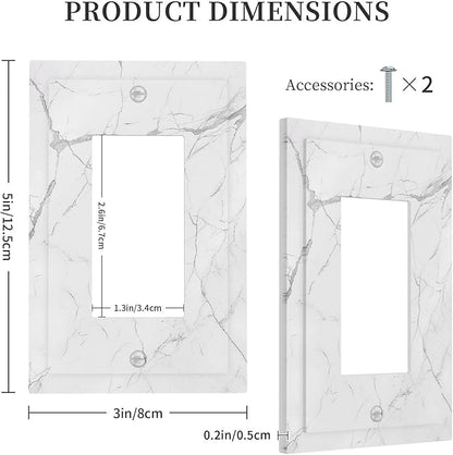 Decorative Outlet Covers White Grey Abstract Modern Marble 1 Gang Single Rocker Light Switch Cover Plate Wall Plates GFCI Faceplate for Bathroom Kitchen Decor