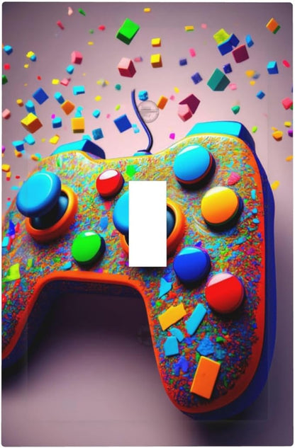 Videos Game Controller 1 Gang Single Toggle Decorative Light Switch Covers Electrical Faceplate Switchplates for Bathroom Kitchen Home