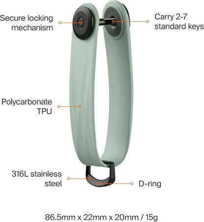 Orbitkey New Active Key Organizer Lite w/updated D-Ring | Weather Resistant, Stainless Steel Locking Mechanism