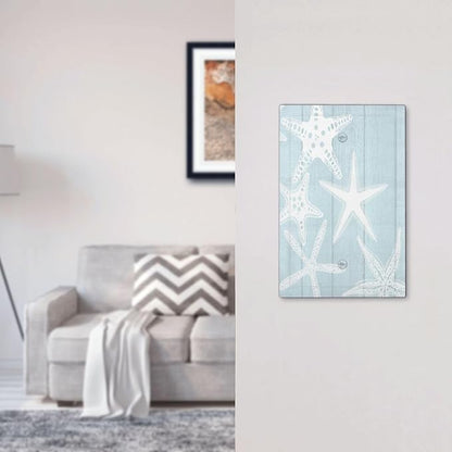 Beach Starfish Vintage Wood Rustic Country Ocean Light Switch Cover Plate 1 Gang No Device Blank Electrical Wall Plates Faceplate Decorative Switch Plate Covers for Farmhouse Kids Room Decor