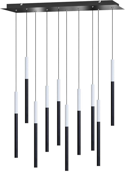 ALTAIR 10 Mini Pendant Lighting White-Black - LED Hanging Light Fixture for Kitchen Island, Bar, Foyer - Cluster Pendants - Dimmable, Adjustable Wire, Lamp Bulb Included