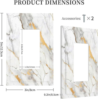 Decorative Outlet Covers Marbling Style White Background Gold Gray Stripes 1 Gang Single Rocker Light Switch Cover Plate Wall Plates Gfci Faceplate For Bathroom Kitchen Decor