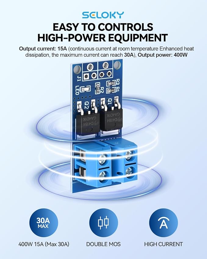 12PCS Dual High-Power MOSFET Trigger Switch Drive Module 0-20KHz PWM Adjustment Electronic Switch Control Board Motor Speed Controller Lamp Brightness Control, DC 5V-36V 400W, 15A (Max 30A)