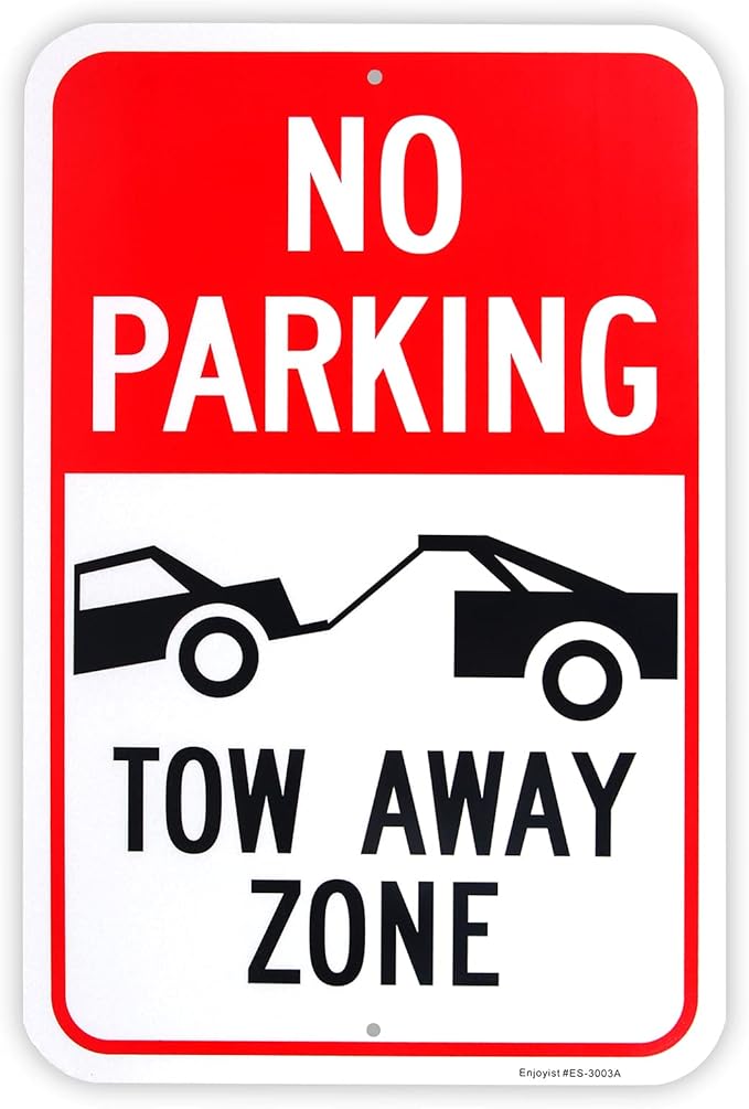 Large No Parking - Tow Away Zone Sign, 18"x 12" .040 Aluminum Reflective Sign Rust Free Aluminum-UV Protected and Weatherproof