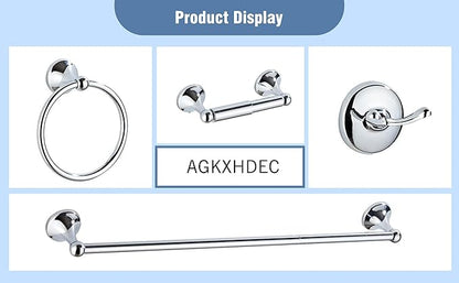4-Piece Bathroom Hardware Set: Chrome Bathroom Accessory Set, Towel Bar,Towel Ring,Toilet Paper Holder,Robe Hook, Wall Mounted,Optional Installing Longer or Shorter Towel bar
