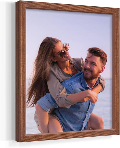 Renditions Gallery Set of 9, 11X14 Custom Photo Prints with Real Wood Picture Frames. Create Personalized Photos with Peel & Stick Photo Frames. Brown Frame