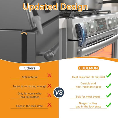 EUDEMON 1 Pack Updated Oven Front Lock,Childproof Oven Door Lock, Easy to Install & Use Durable and Heat-Resistant Material no Tools Need or Drill(Black)