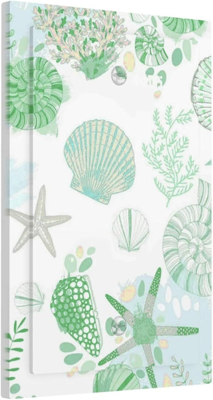 Beach Nautical Starfish Scallop Coral Conch Light Switch Cover Plate 1 Gang No Device Blank Electrical Wall Plates Faceplate Decorative Switch Plate for Bathroom Home Decor