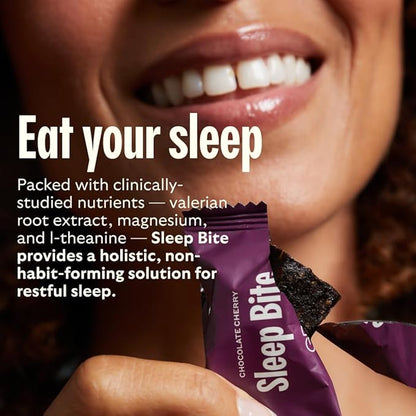 GEM Sleep Aid, Nighttime Bite, 7 Pack, Melatonin Free, L-Theanine, Magnesium, Valerian Root Extract | Vegan and Gluten Free | Earthy Chocolate Cherry, Trial Size