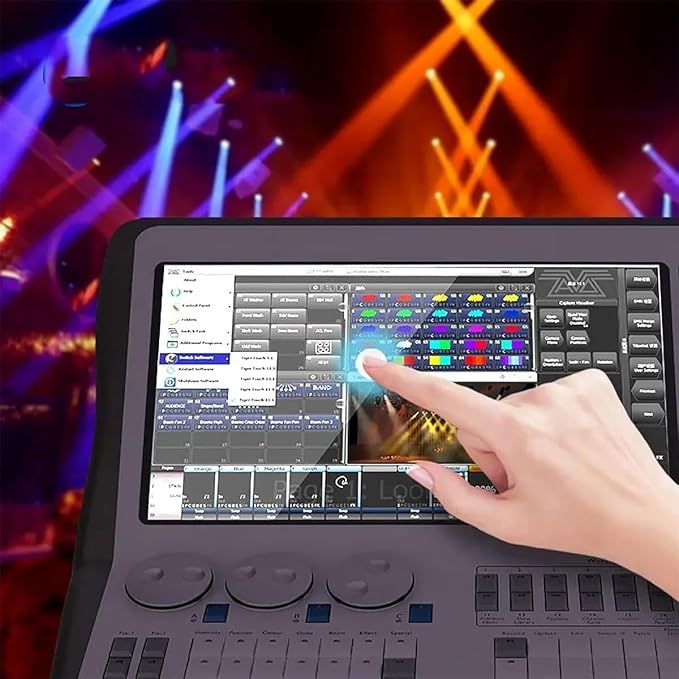 14.1" Professional DMX512 Lighting Controller, 2048 Channels, 4 DMX Outputs, Supports Art-net & Titan-net, Perfect for Light Shows & Events