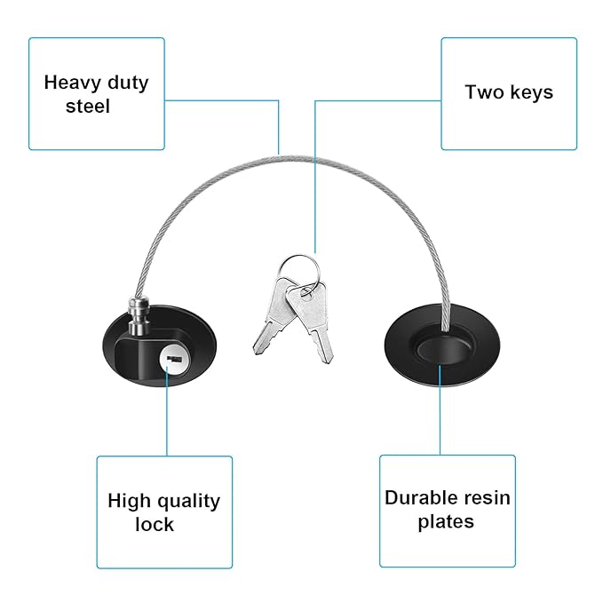 Hotop 4 Pack Cabinet Locks with Keys Mini Fridge Refrigerator Locks for Kids Toddlers Self Adhesive Child and Baby Proofing Safety for Deep Freezer Drawers Doors Latch(Black)