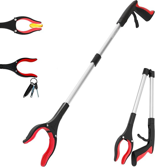 Grabber Reacher Tool - 32” Reacher Grabber Tool with Strong Magnetic and Swivel Head - Heavy Duty Pick Up Stick Grabbers for Seniors, Trash, Surgery Recovery Must Haves Gifts(Red)