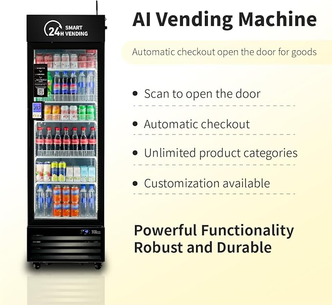 HAHA AI Smart Open-Front Vending Machine - 245-Capacity Commercial Refrigerated Unit for Offices/Schools/Gym, with Contactless Payment, AI Visual Recognition & App Management US360