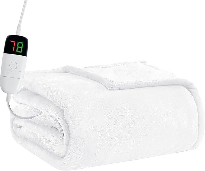 BOMOVA Heated Electric Blanket Full Size - 72" x 84" Heating Blanket with 10 Heating Levels & 8 Hours Auto Off, Warm Flannel Blanket, Christmas Birthday Gifts for Women