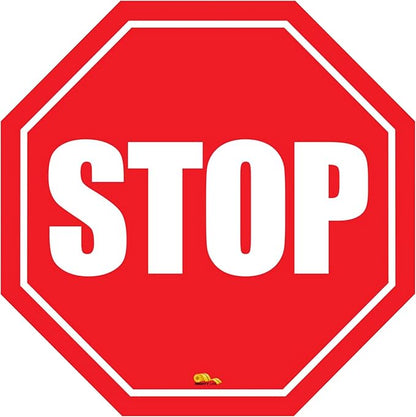 Mighty Line Stop Floor Sign Sticker for Safety, Warning, Heavy-Duty, Peel and Stick, Adhesive, Industrial Quality, 24"