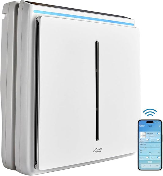 Rabbit Air, A3 SPA-1000N Air Purifiers for Home, Ultra Quiet HEPA Air Purifier - Wall Mountable Air Purifiers for Home Large Room, Allergies, Dust, Mold, Smoke & VOCs - (White, Odor Remover Filter)