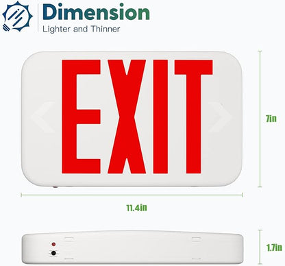 FREELICHT Red LED Exit Sign with Battery Backup，Exit Sign for Business，Easy to Install，UL Certified，AC 120/277V，Pack of 4