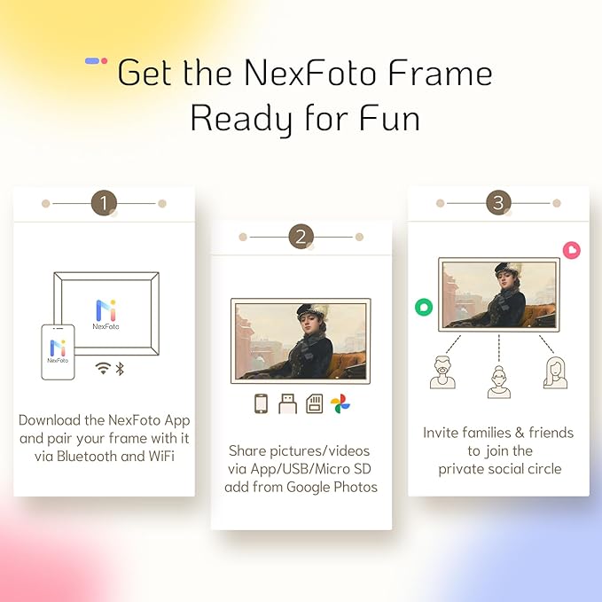NexFoto 15.6'' Touchscreen Digital Picture Frame, 64GB Wood Electronic Picture Frame, FHD WiFi Digital Photo Frame, Add Photos from Google Photos, Share Videos, for Mom, Christmas/Birthday, Wood