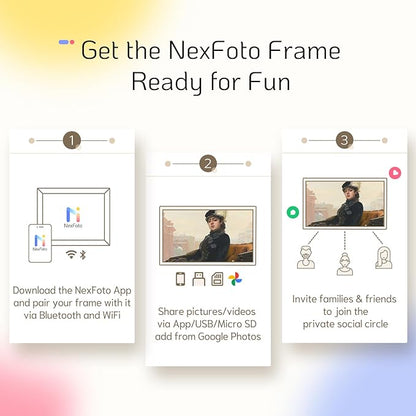 NexFoto 15.6'' Touchscreen Digital Picture Frame, 64GB Wood Electronic Picture Frame, FHD WiFi Digital Photo Frame, Add Photos from Google Photos, Share Videos, for Mom, Christmas/Birthday, Wood