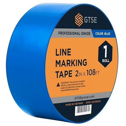 GTSE 2 inch x 108 ft Blue PVC Vinyl Floor Tape, Safety Marking Tape, 6 mil Thick, Suitable for Dance Floors, Gyms, Warehouses, Sports Facilities
