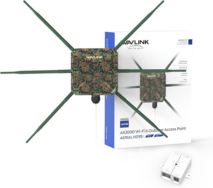 WAVLINK AX3000 Outdoor Mesh WiFi Access Point, 2026 New Model Long Range Outdoor Wireless WiFi Extender Signal Booster - Greenwood
