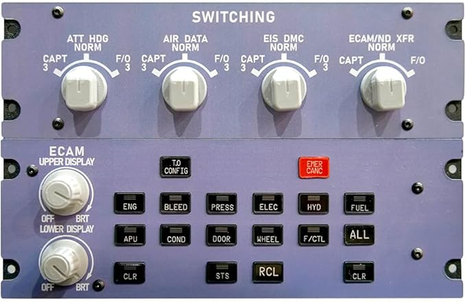Rowsfire A109 V3.0 Landing Gear Indicator Integrated Panel, A32X/A31X/A350 ATT-ADIRS-EIS XECAM Home-Cockpit Flight Simulator Display for MSFS 2020/2024 - Compatible with FBW Ini