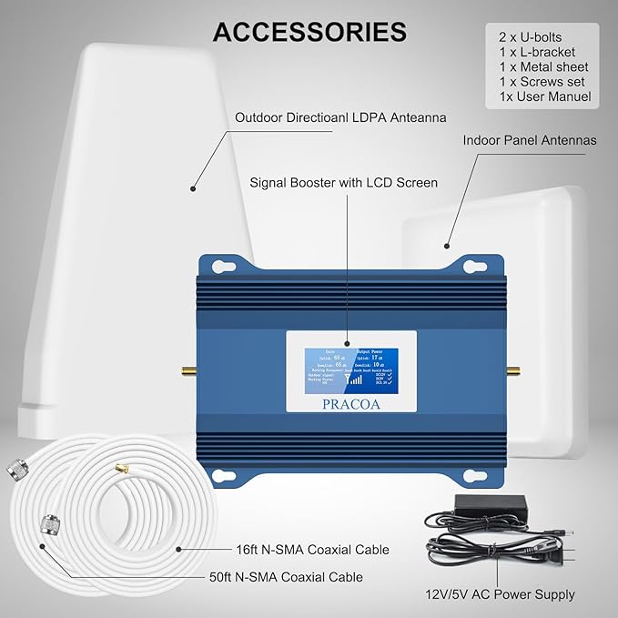 Verizon Cell Phone Signal Booster T Mobile Cell Booster AT&T Cell Signal Booster 5G 4G LTE 3G Cricket US Cellular Sprint Verizon Cell Phone Booster for All US Carriers for Band 2/4/5/12/13/17/25/66