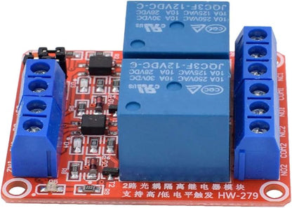 [2-Pack] DC 12V Relay Module 2-Channel Relay Switch with Optocoupler Isolation High/Low Level Trigger
