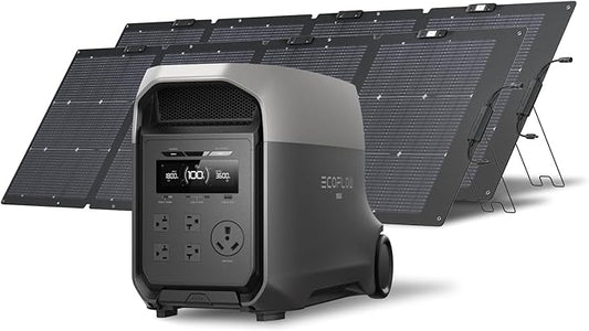 EF ECOFLOW DELTA 3 Ultra Portable Power Station with 2X220W Solar Panels, 3072Wh LiFePO4 Battery, 3600W (Surge 7200W) Output, Solar Generator for Home Use, Camping Accessories, Emergencies & RV Backup