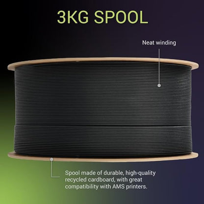 Polymaker Fiberon PET-CF17 3D Printing Filament Black 1.75mm 3kg, Excellent Stable Stiffness - Fiberon Carbon Fiber Reinforced PET 3D Printer Filament, Ideal for Jigs and Fixtures