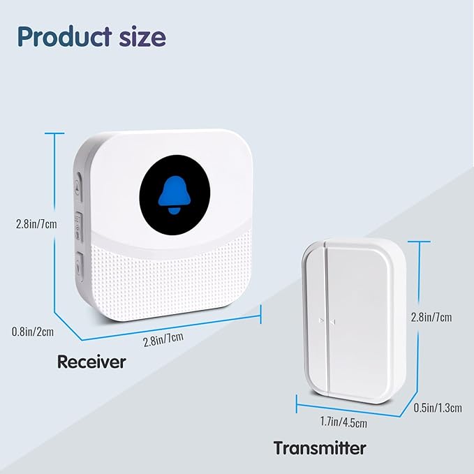 Wireless Door Chime & Window Sensor Alarm - 800Ft Long Range Door Sensor for Business and Home Security Door Chime with 55 Ringtones, 5 Volume Levels, Easy Install (1 Receiver & 2 Sensors)