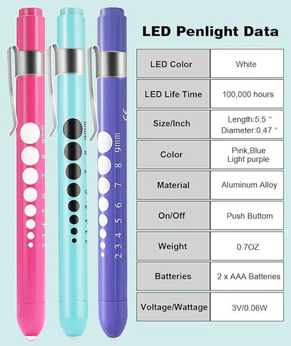 MEUUT 3 Pack Pen Lights for Nurses with 6 Batteries – Medical Penlights Nurse Accessories for Work, Perfect Nursing Student Essentials Medical Supplies for Nurses Doctors EMT Trauma
