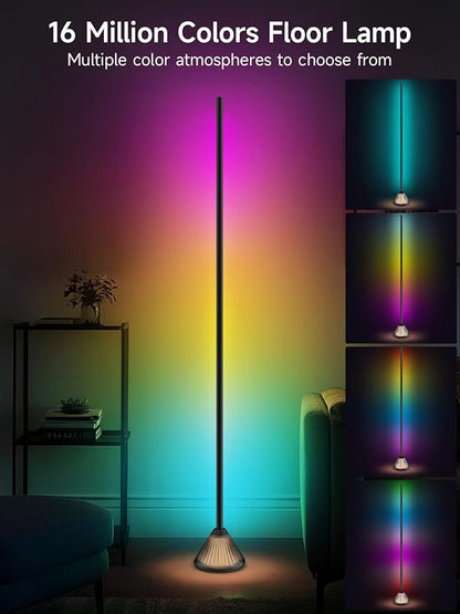 Corner Floor Lamp, Smart RGB LED Corner Lamp with App & Remote Control, Music Sync, Scene Modes, Modern Ambient Lighting Floor Lamp for Living Room, Bedroom, Gaming Room Decor