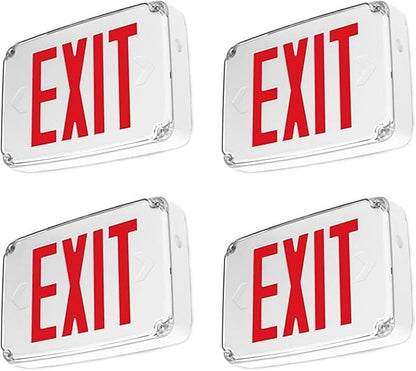 Wet Location Red Exterior Weatherproof Outdoor LED Exit Sign with 90 Minutes Battery Backup AC 120V/277V UL Listed (4 Pack)