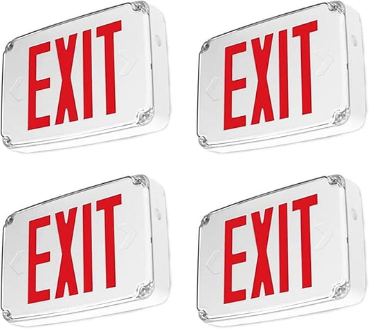 Wet Location Red Exterior Weatherproof Outdoor LED Exit Sign with 90 Minutes Battery Backup AC 120V/277V UL Listed (4 Pack)