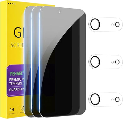 PEHAEL 3+3Pack for iPhone Air Privacy Screen Protector with Camera Lens Protector Full Coverage Anti-Spy Tempered Glass Film 9H Hardness Easy Installation Bubble Free [6.5 inch]