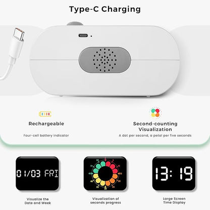 Mooking Digital Visual Timer for Kids, Large LED Digital Alarm Clock for Bedrooms, Rechargeable 199-Minute Silent Countdown Timers, Focus & Smoother Routines, Fitness Baking Studying Teaching