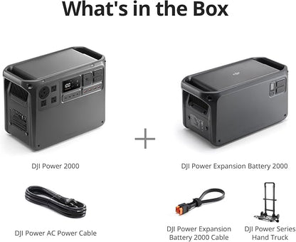 DJI Power 2000 Portable Power Station, Expansion Battery, 2048Wh LFP Battery, 3000W Stable Output, Expandable to 22,528Wh, Home Backup, RV, Off-Grid, Outdoor, Easy Transport