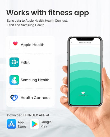 FITINDEX Smart Scale and Tape Measure, Digital Bathroom Scale & Body Tape Measure Sync with APP, Bluetooth Weighing Machine, Body Composition Analyzer, for Health Care