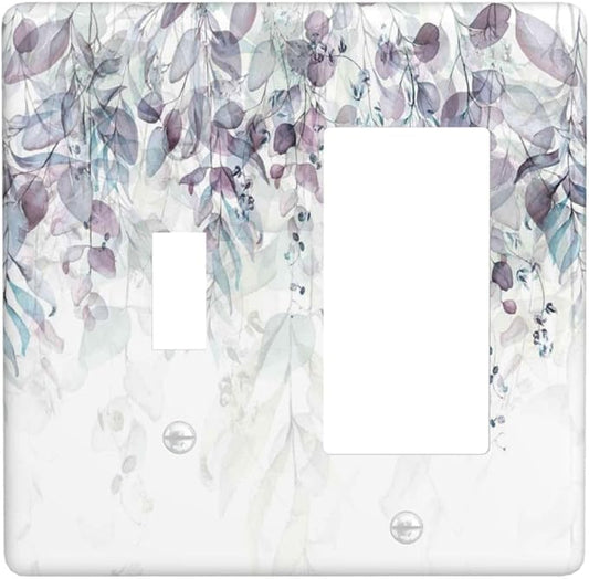 Hazy Leaves Ivy Nature Plants Eucalyptus Leave Outlet Covers 1 Toggle 1 Rocker Combination Decorative Wall Plate Electrical Switch Plates Light Switch Cover Plate for Bedroom Home Decor