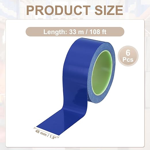 PATIKIL Floor Marking Tape 2 Inch x 110 Ft, 6 Pcs Self-Adhesive Warning Safety Tape Caution Stripe for Walls Floors Pipes Equipment Outdoor, Blue