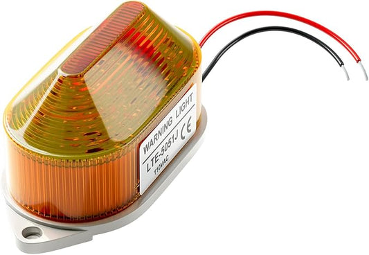 AC110V Strobe Siren Industrial Warning Light with Yellow LED and 105dB Buzzer, Ultra-Bright Signal Flashing Alarm Light for Safety and Alert, Oval