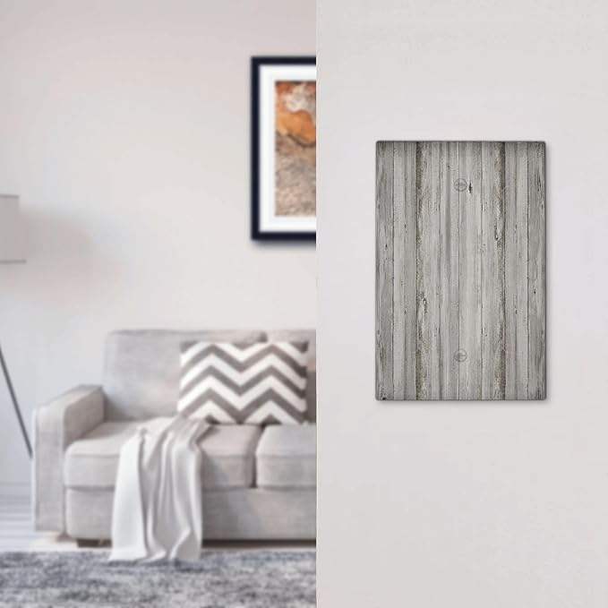 Light Switch Cover Plate Farmhouse Rustic Grey Barn Door Wood 1 Gang No Device Blank Electrical Wall Plates Faceplate Decorative Switch Plate for Bedroom Cabin Decor