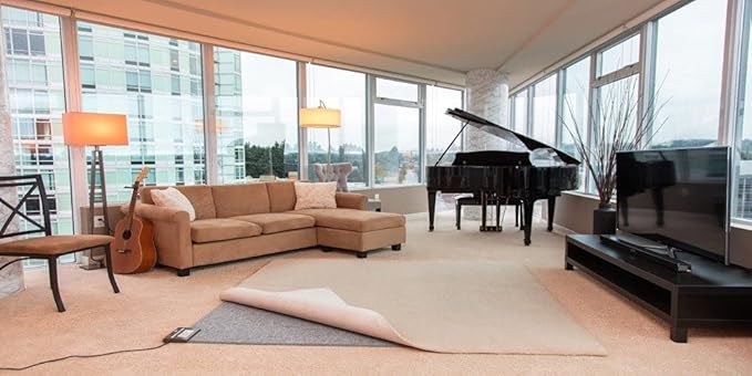 Hot Carpet Woo Warmer Under Rug Radiant Floor Heater Electric Mat Electric Carpet Electric Heated Area Rug Great for Yoga (500 watt 70" x 70 inches) Made in Seattle Since 2012 A Unique Holiday Gift