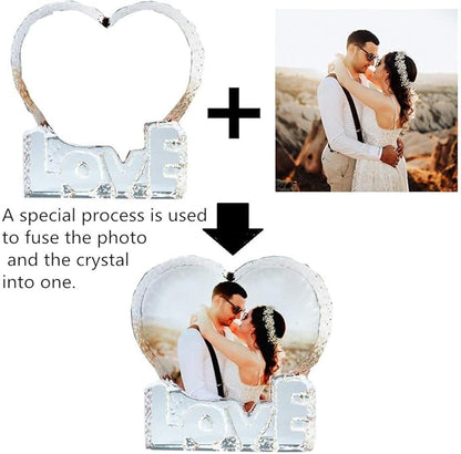 FANF&YKPY Personalized Crystal Custom Color Pictures - Heart-shaped Crystal Photo Frame, Birthdays, Wedding Anniversaries gift for her, Wedding Gifts, for Girlfriends, Husbands,Wife,Friends