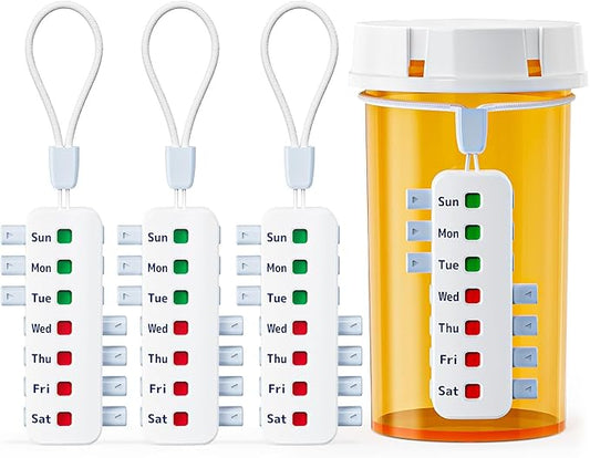 FEATY Pill Reminder for Meds Bottles, Arthritis-Friendly Pill Tracker with Anti-Slide Design, Reusable Medication Tracker for Pet Meds Without Filling, Compact Medication Reminder, 3 Packs