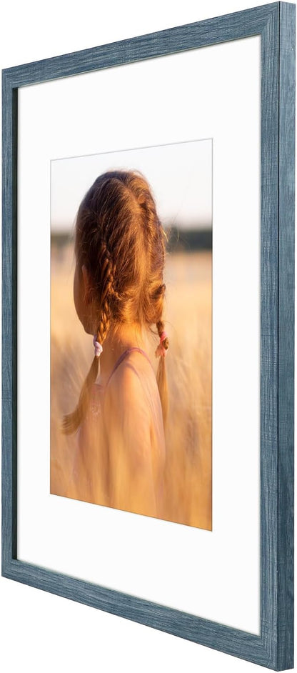 Golden State Art, 16X20 Picture Frame with Mat for 11X14 - High Definition Glass Wall Mounting Horizontal Vertical Display (Blue, 1 Pack)
