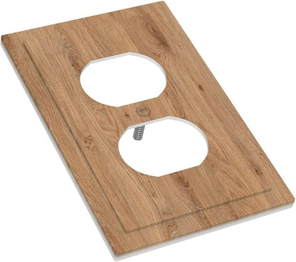 Outlet Covers Vintage Rustic Wood Color Brown Wood Grain 1 Gang Duplex Electrical Receptacle Faceplate Light Switch Cover Wall Plate Decorative Switch Plates for Farmhouse Cabin Decor