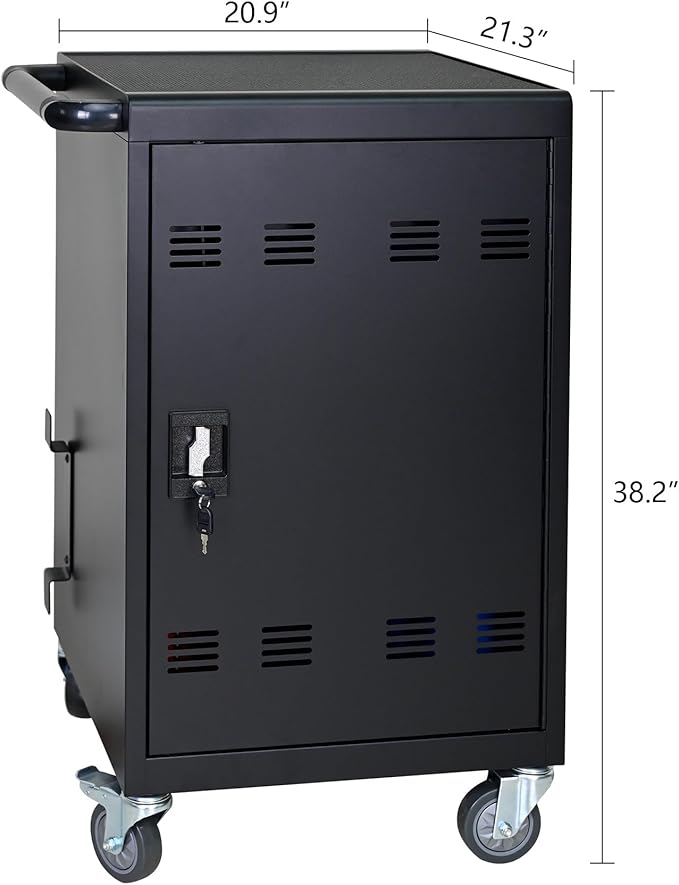 Laptop Charging Cart, 30 Laptop Storage Cart with 6 5-Slot Equipment Baskets, Mobile Charging Cabinet for iPads up to 16.3", Chromebook Devices, Cord Management,Access Lock.School,Business.Black